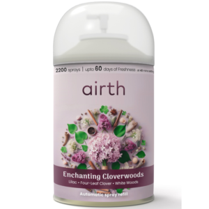 airth Enchanting Cloverwoods | Automatic Air Freshener Refill | Lilac, Four-Leaf Clover and White Woods | 2200 Sprays | 225ml lasts up to 60 days